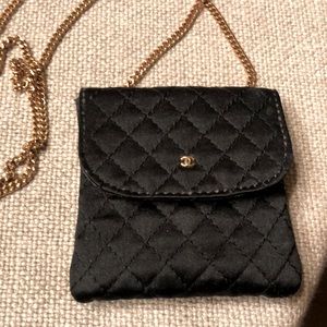 Mini Black Satin Chanel Pochette Necklace